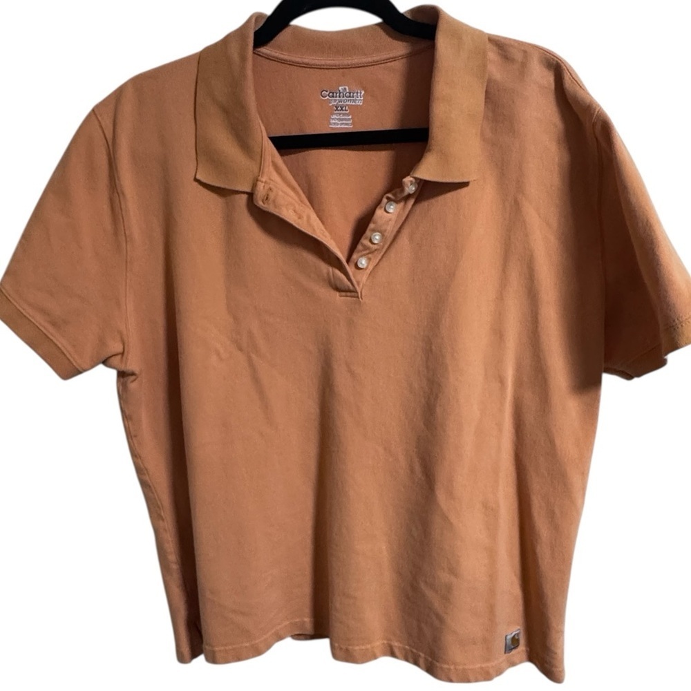 Carhartt Women’s XXL Short Sleeve Polo Shirt Peach Cotton Stretch